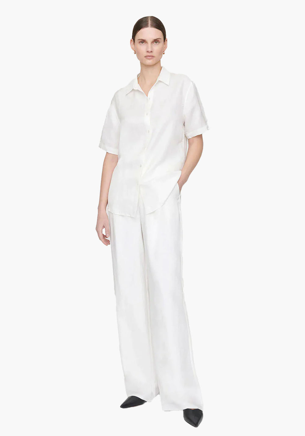 BRUNI SHIRT WHITE LINEN BLEND