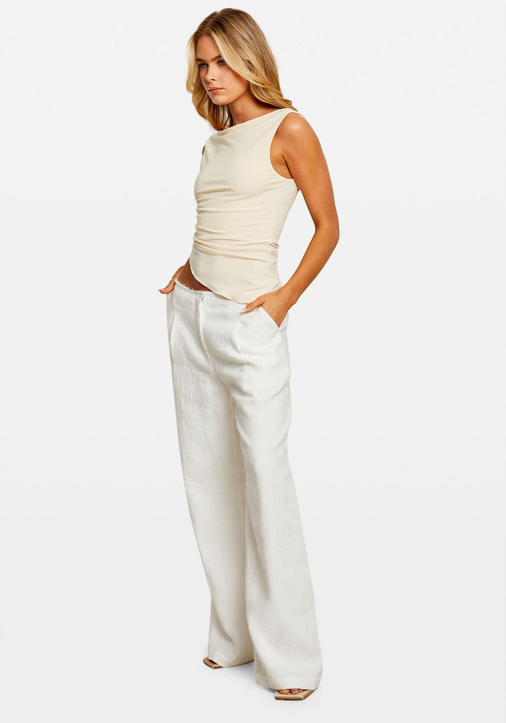 DRAPED COWL TOP IVORY