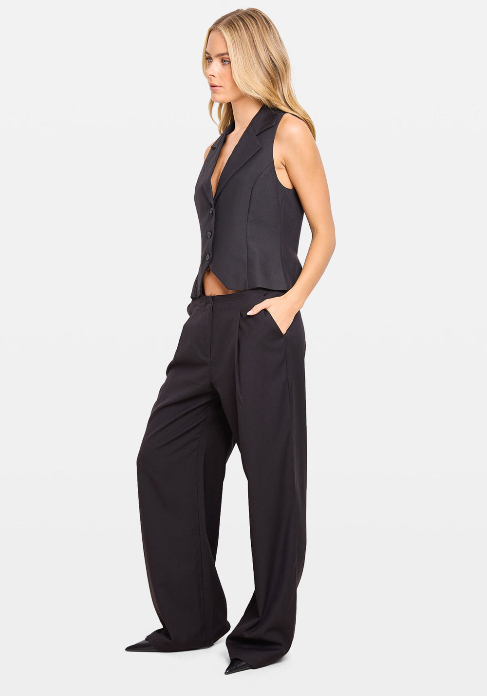 RAW LOW RISE SUIT PANT BLACK