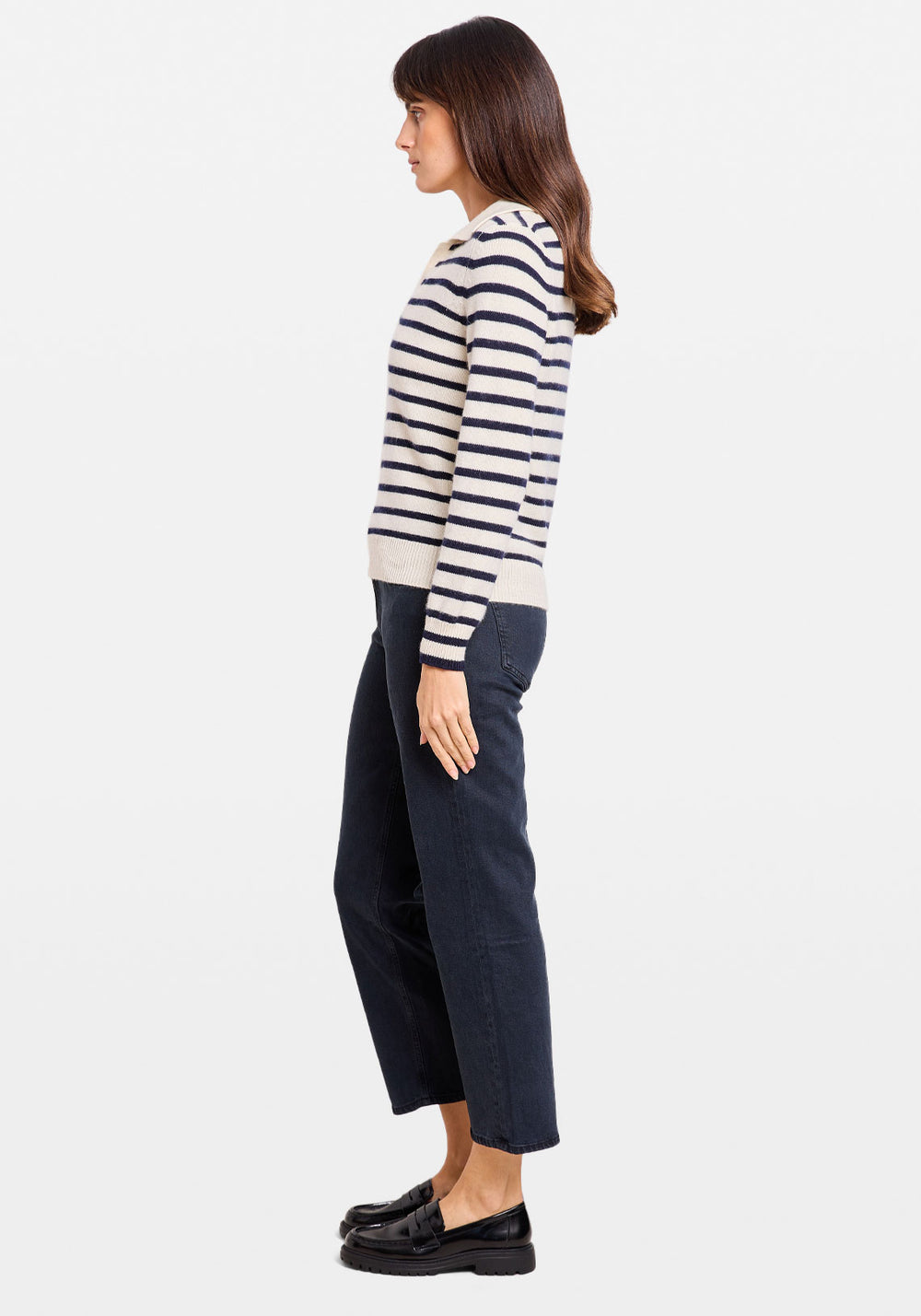 CASHMERE POLO JUMPER STRIPE