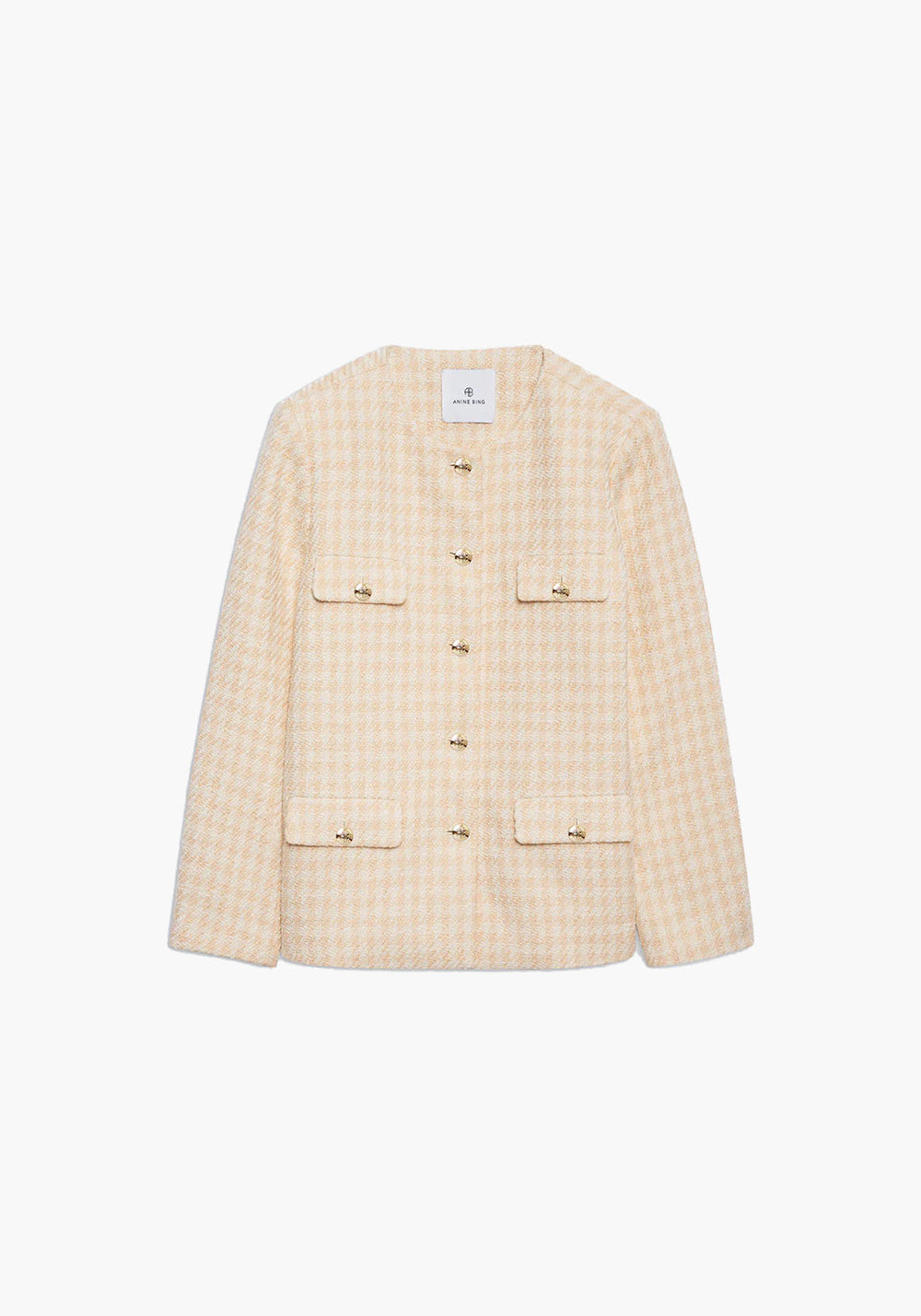 JANET JACKET CREAM AND PEACH HOUNDSTOOTH