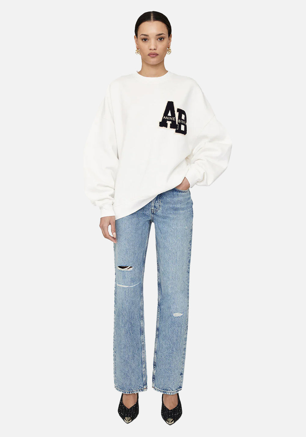 MILES SWEATSHIRT LETTERMAN OFF WHITE