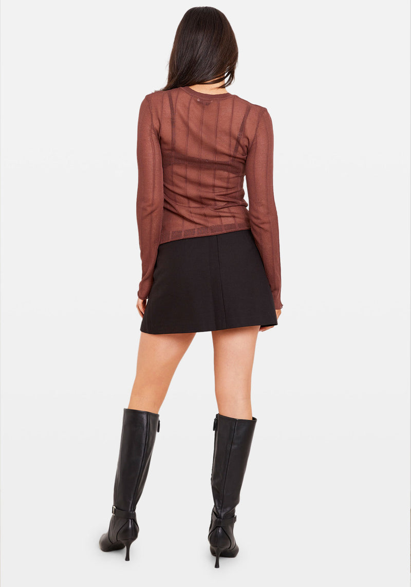 SHEER KNIT LONG SLEEVE TOP