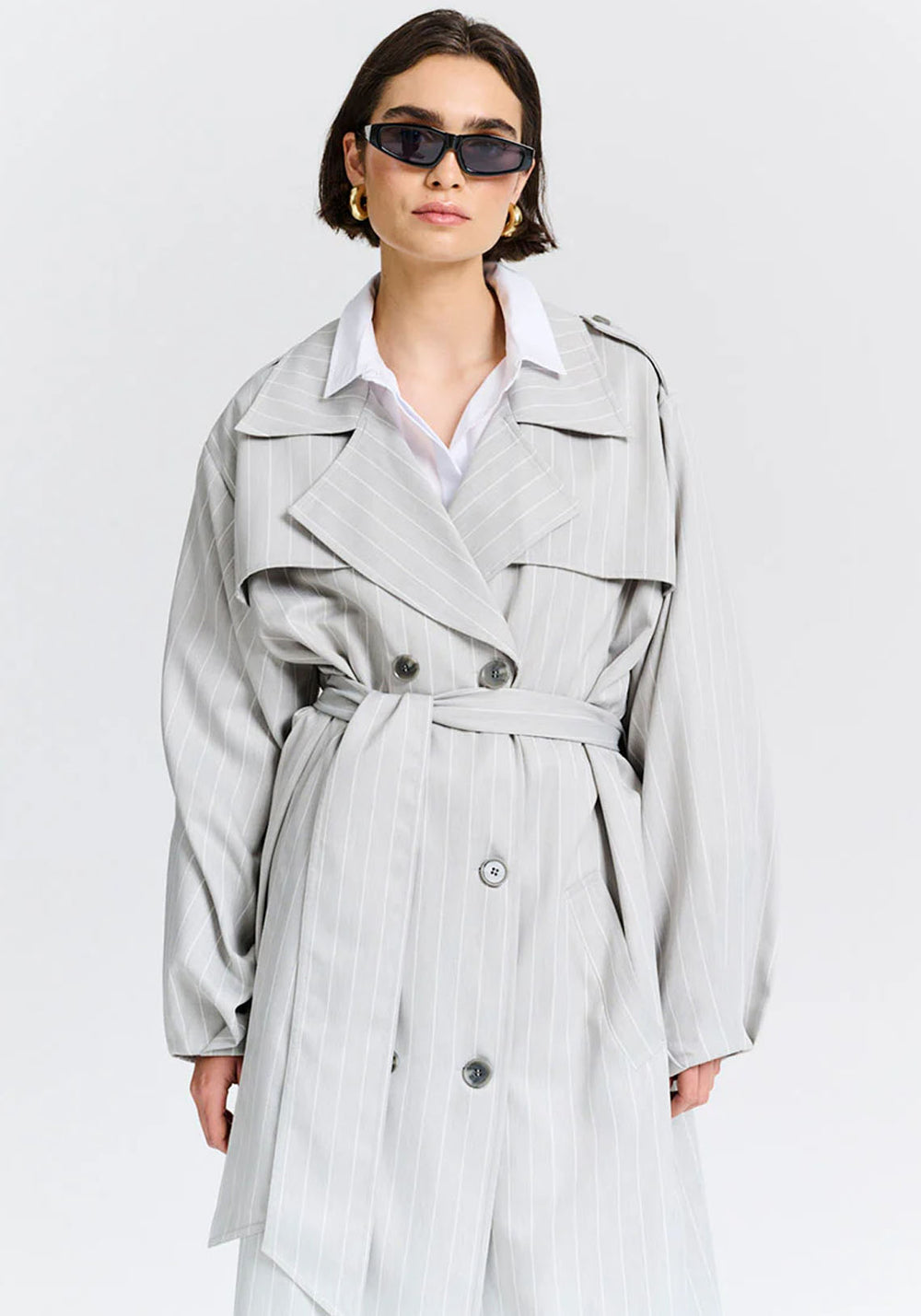 PROVOCATIVE COAT GREY PINSTRIPE