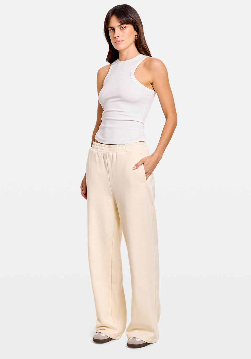 EMBROIDERED STRAIGHT SWEATPANT IVORY