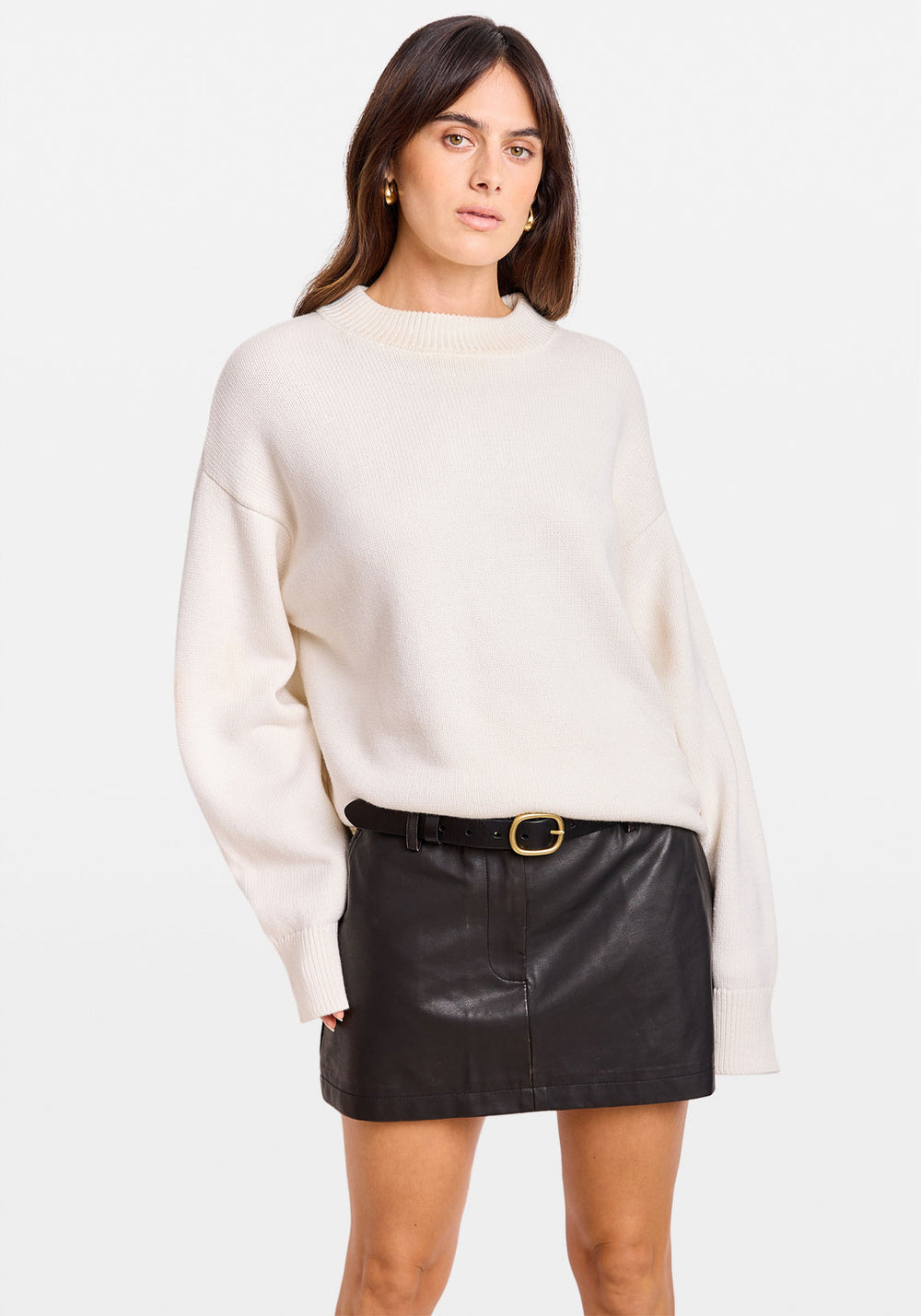 OVERSIZED CREW NECK SWEATER IVORY