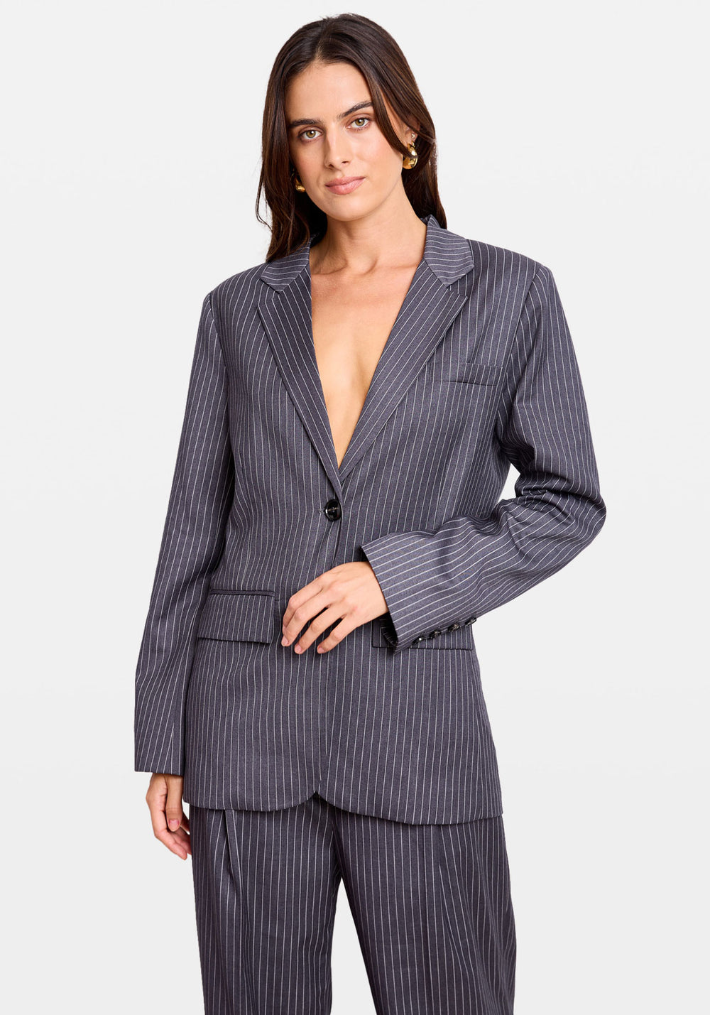 PINSTRIPE BLAZER COAL STRIPE