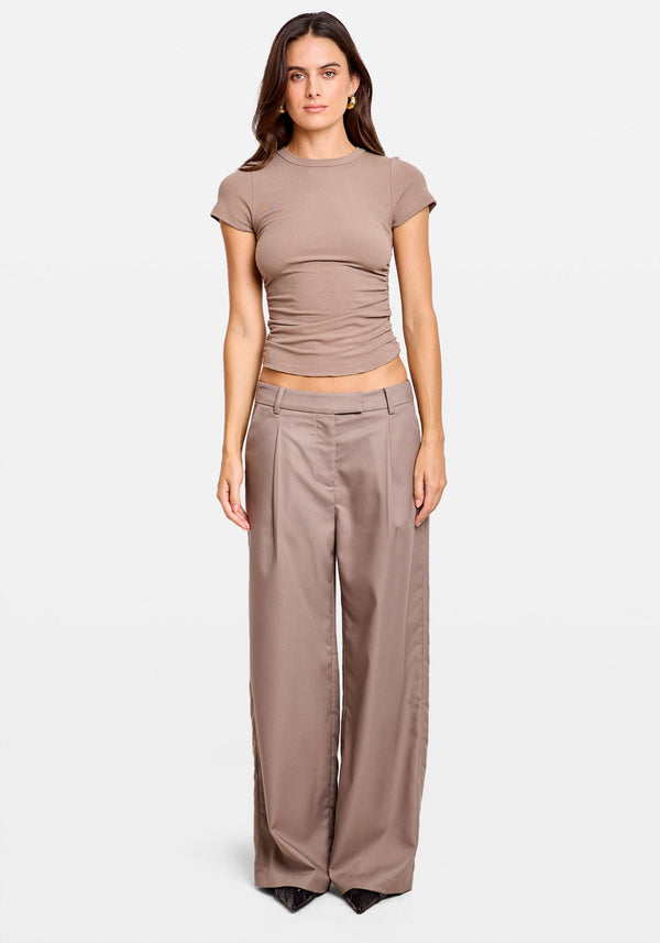 LOW RISE TAILORED PANT TAUPE