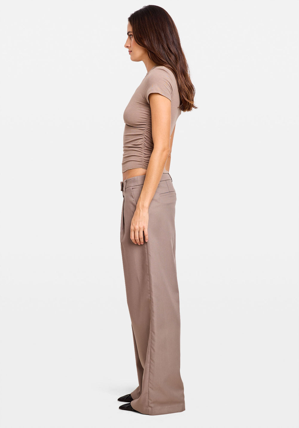 LOW RISE TAILORED PANT TAUPE