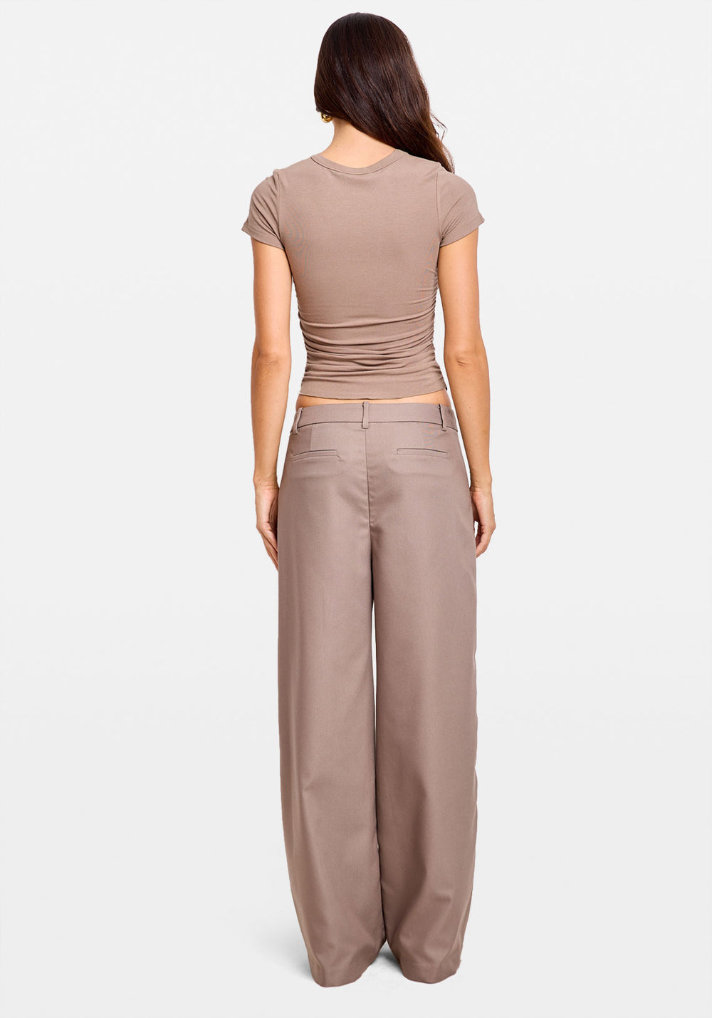 RUCHED TEE TAUPE