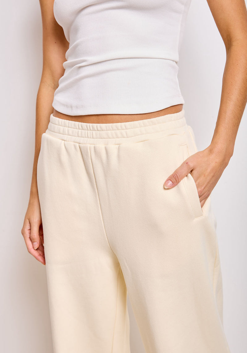 EMBROIDERED STRAIGHT SWEATPANT IVORY