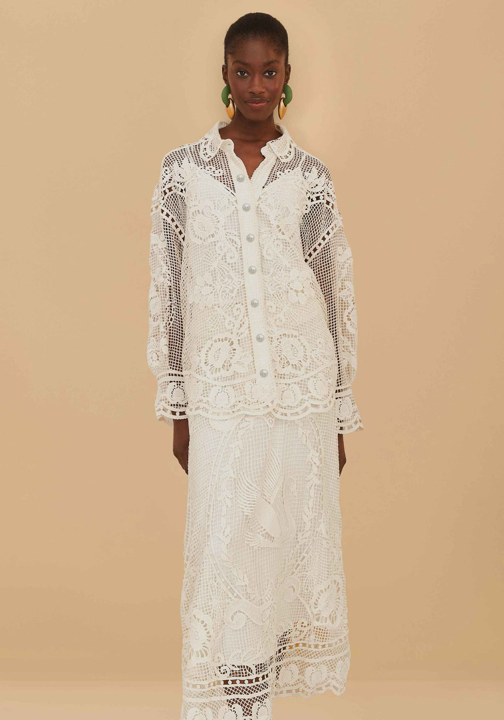 SWAN LAKE GUIPURE OFF WHITE SHIRT