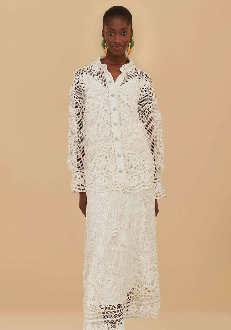SWAN LAKE GUIPURE OFF WHITE SHIRT