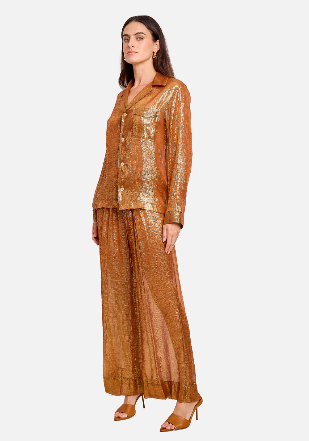 CHIC CHIFFRON LUREX SILK AND BEADS PANT