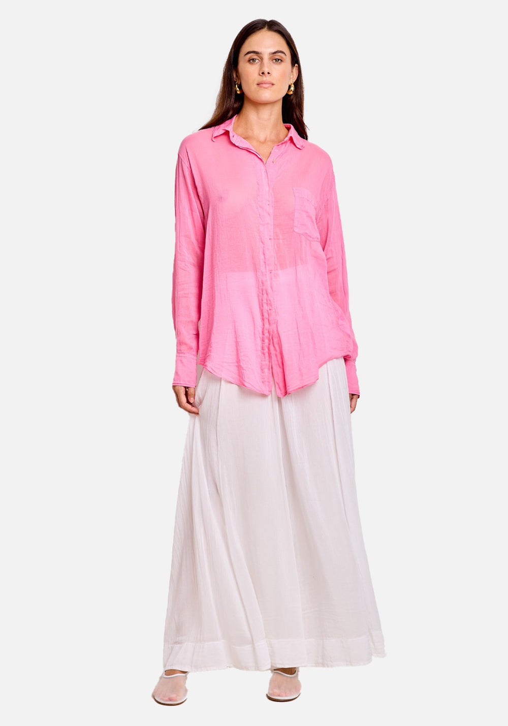 COTTON SILK VOILE OVERSIZED SHIRT