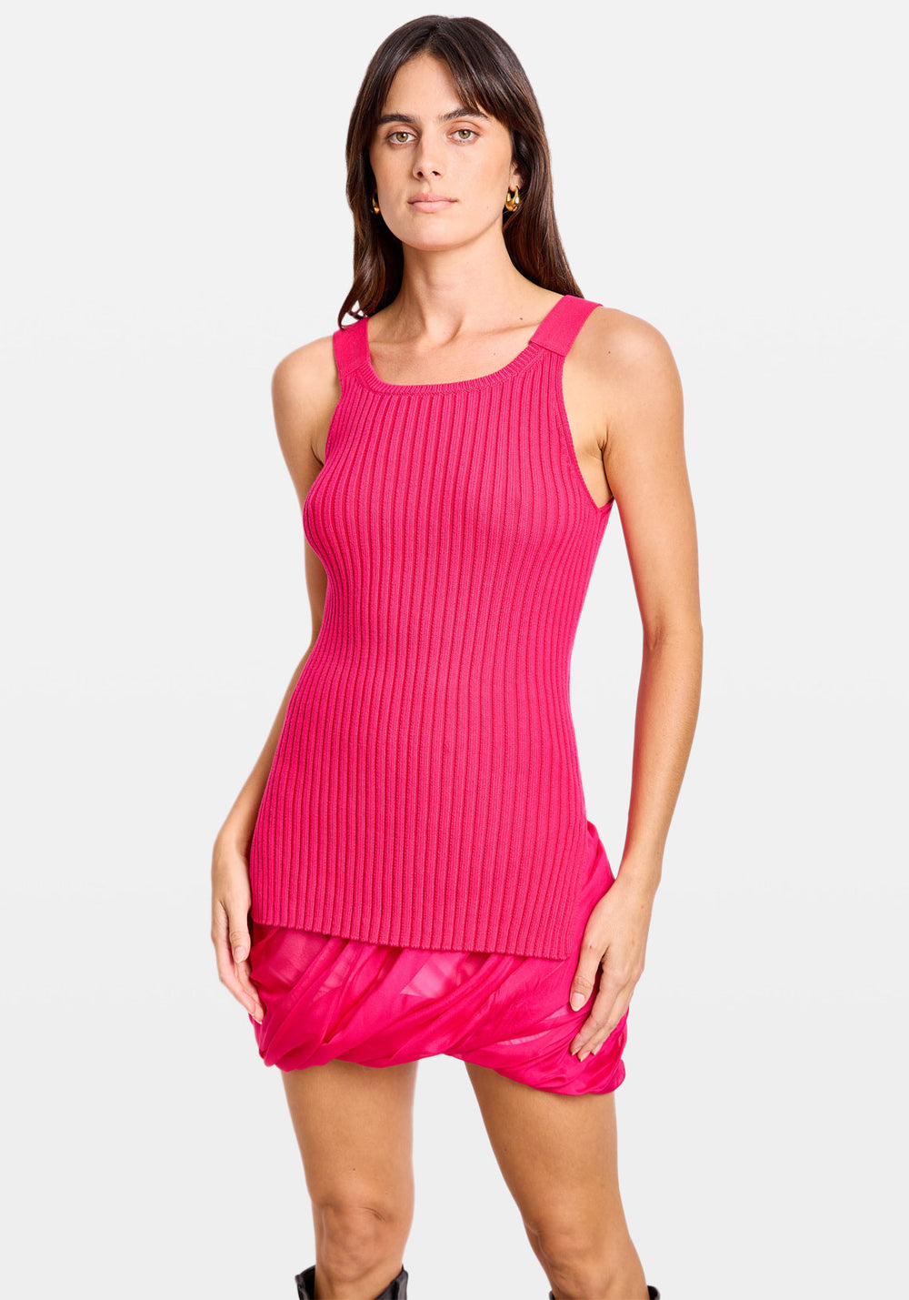 RIB TANK FUCHSIA