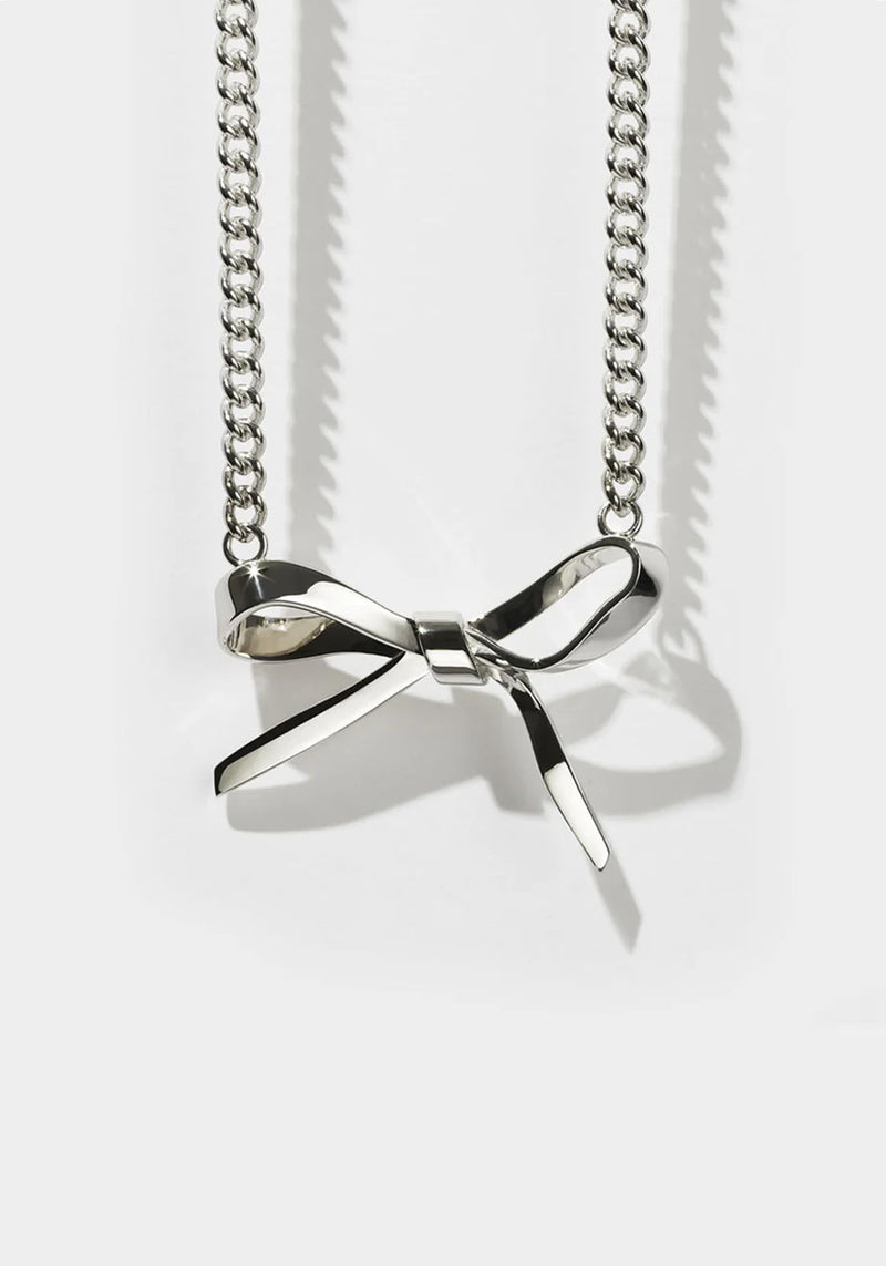 BOW NECKLACE LARGE SILVER