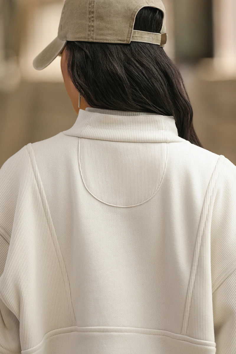 PRE ORDER RETRO HALF ZIP WHITE LUXE