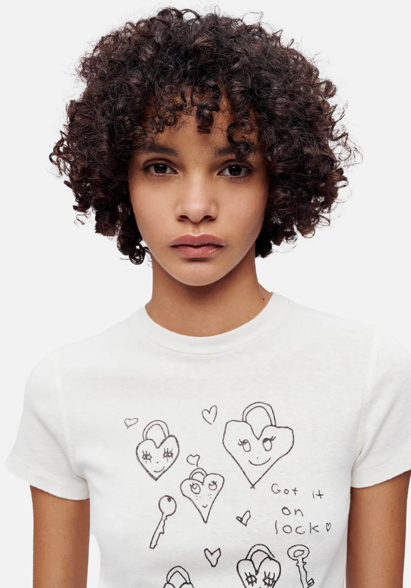 Pre-Order | 90S BABY TEE HEARTS VINTAGE WHITE