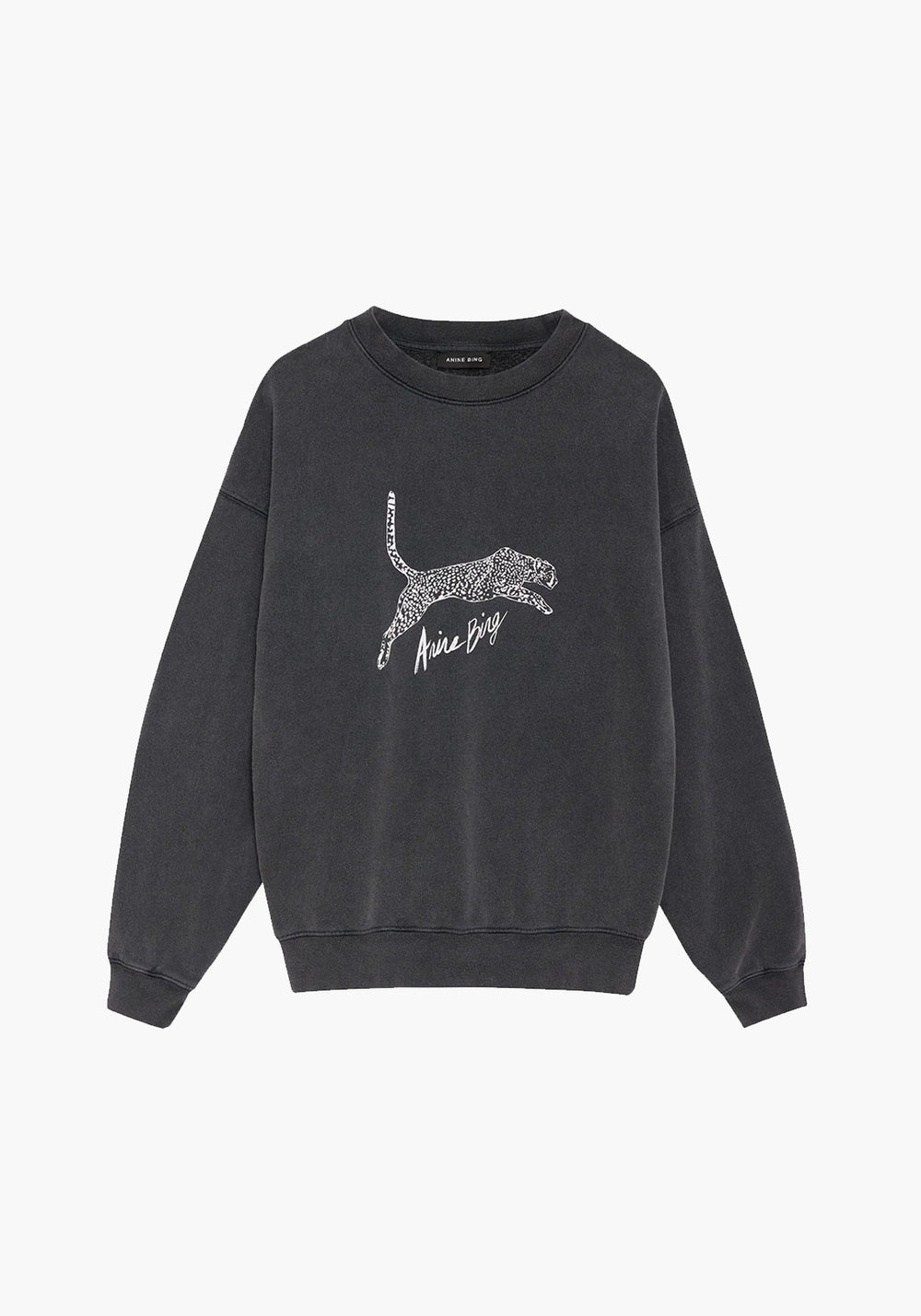 SPENCER SWEATSHIRT SPOTTED LEOPARD WASHED BLACK