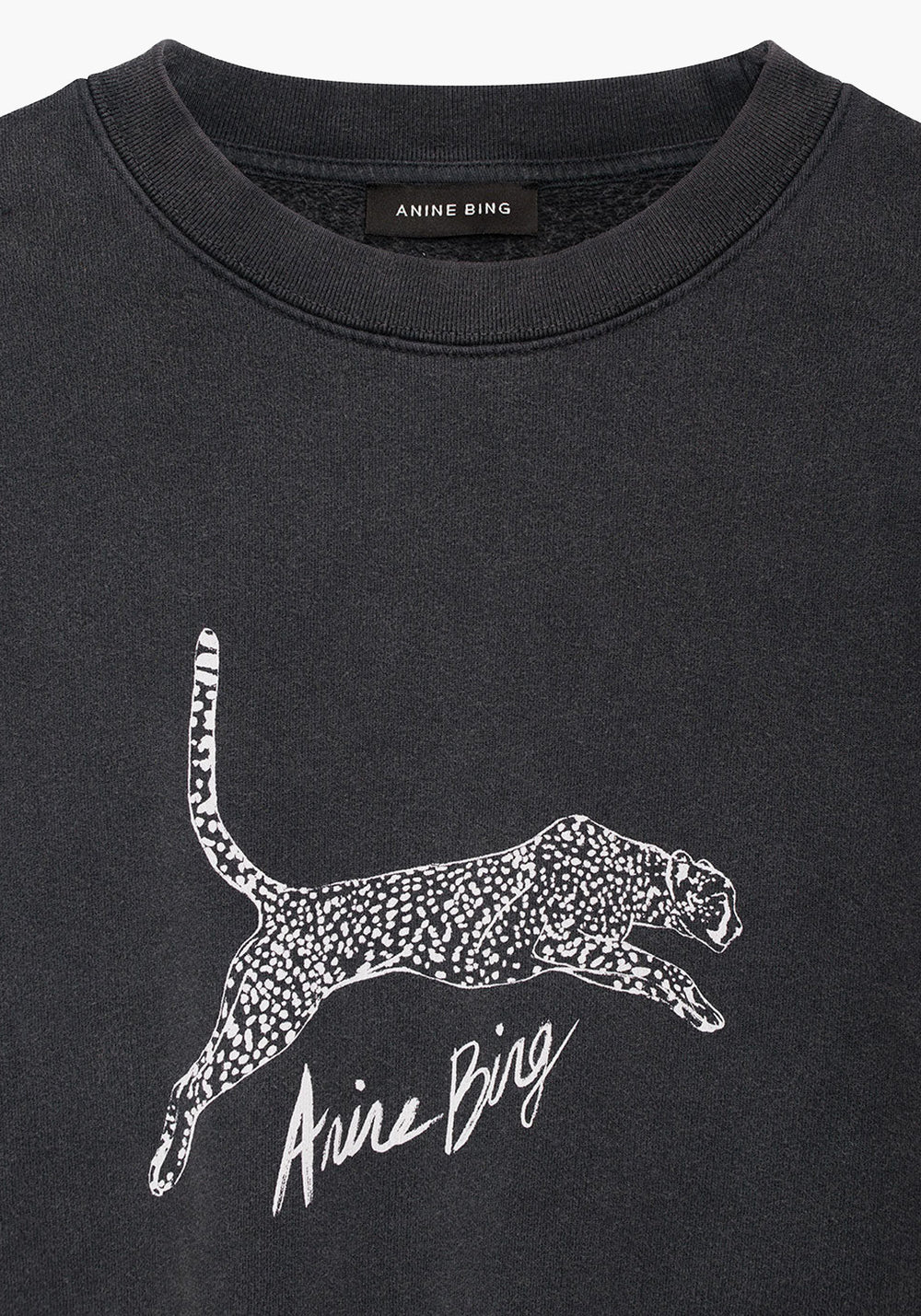 SPENCER SWEATSHIRT SPOTTED LEOPARD WASHED BLACK