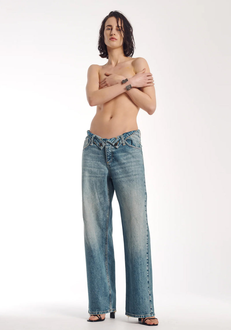 THE TALES ROLLED WAIST DENIM JEANS