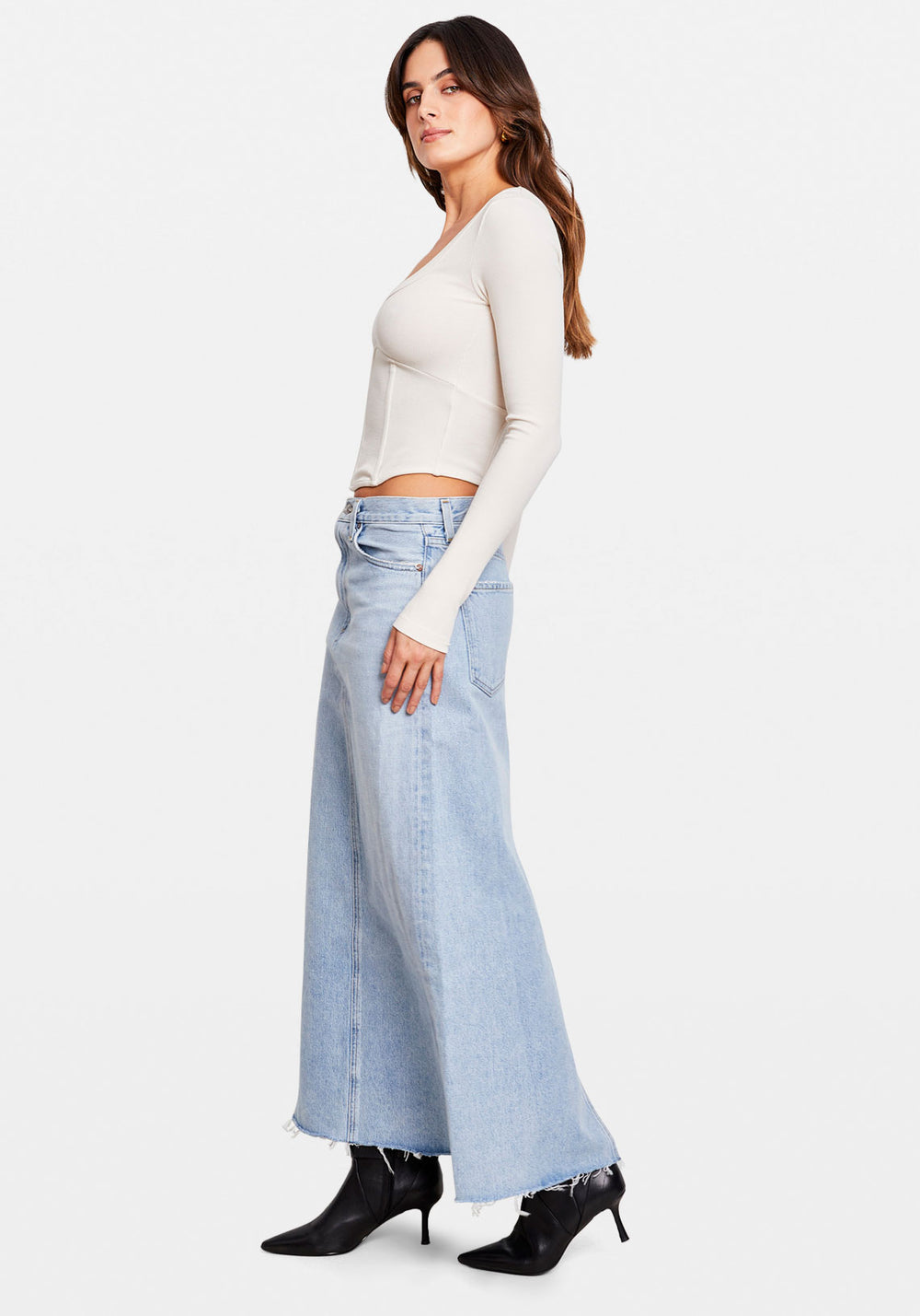 LONG SLEEVE CORSET TOP IVORY