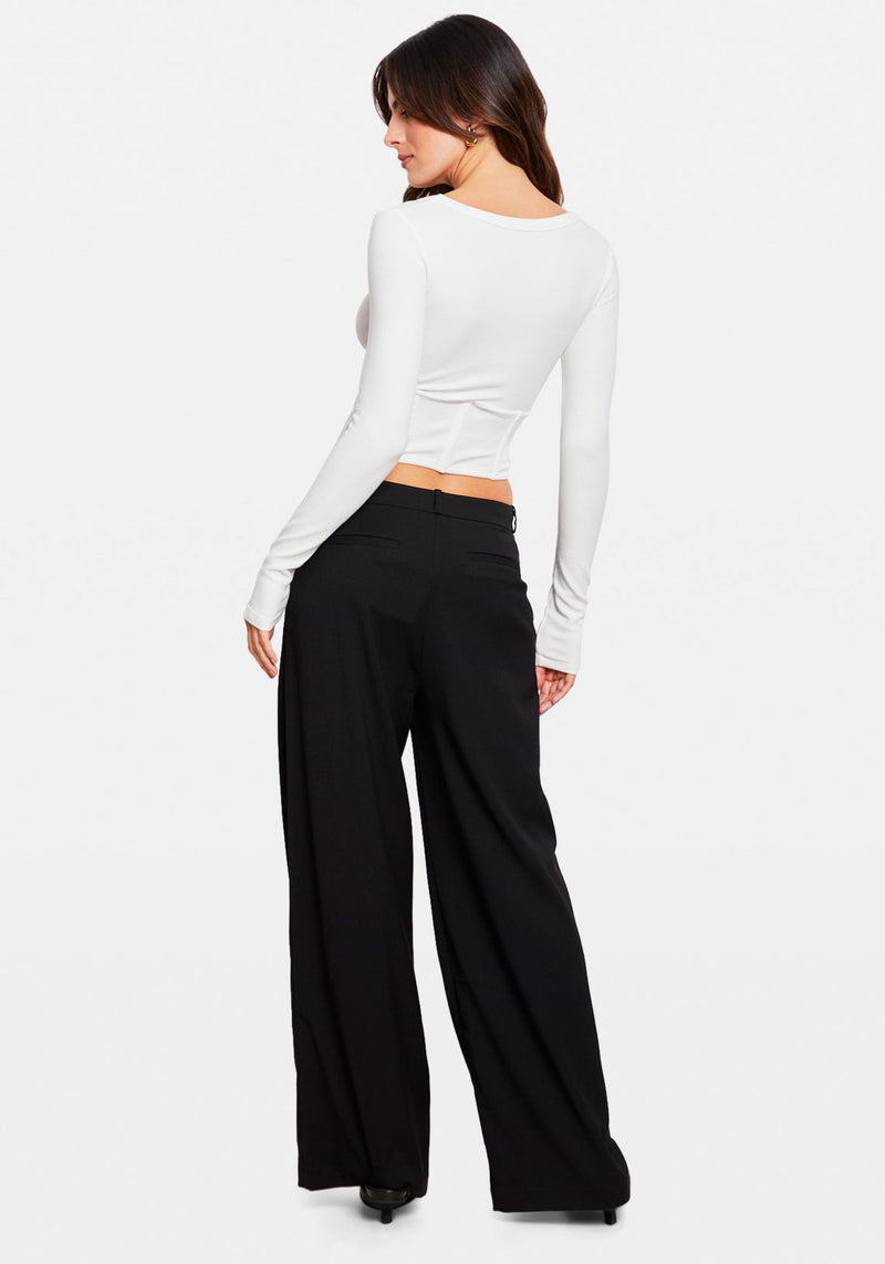 LONG SLEEVE CORSET TOP WHITE