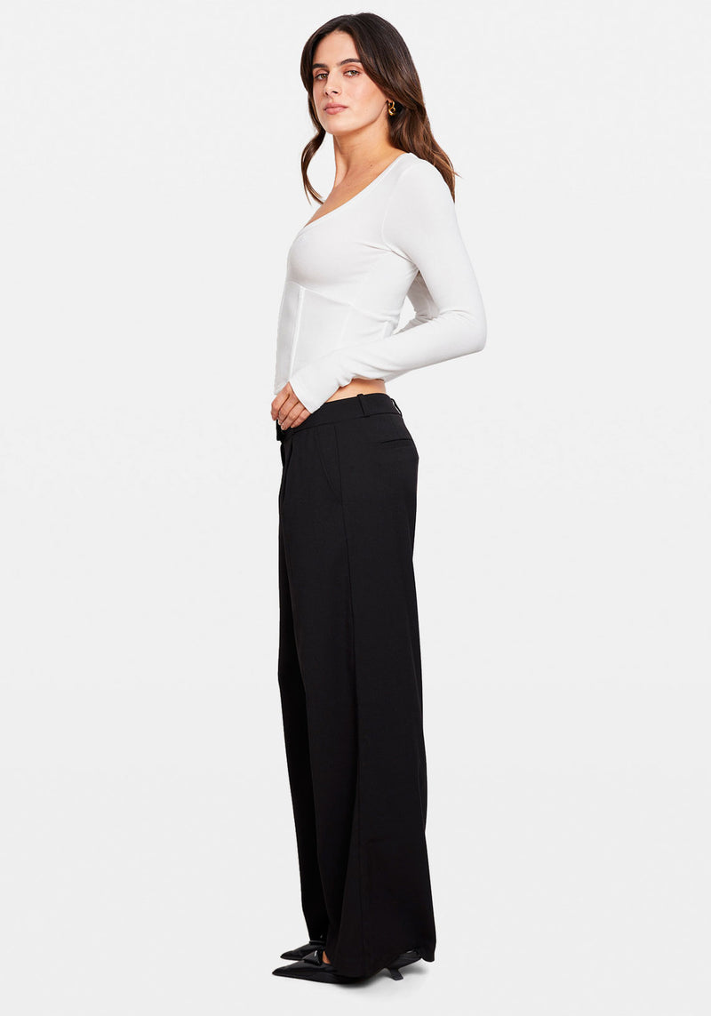 LONG SLEEVE CORSET TOP WHITE