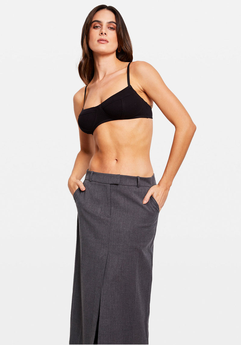 LOW RISE TAILORED MAXI SKIRT GREY