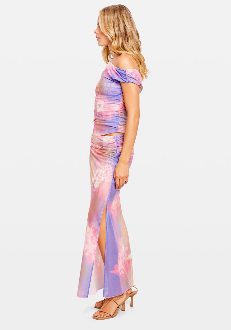MESH MAXI SKIRT FLORA