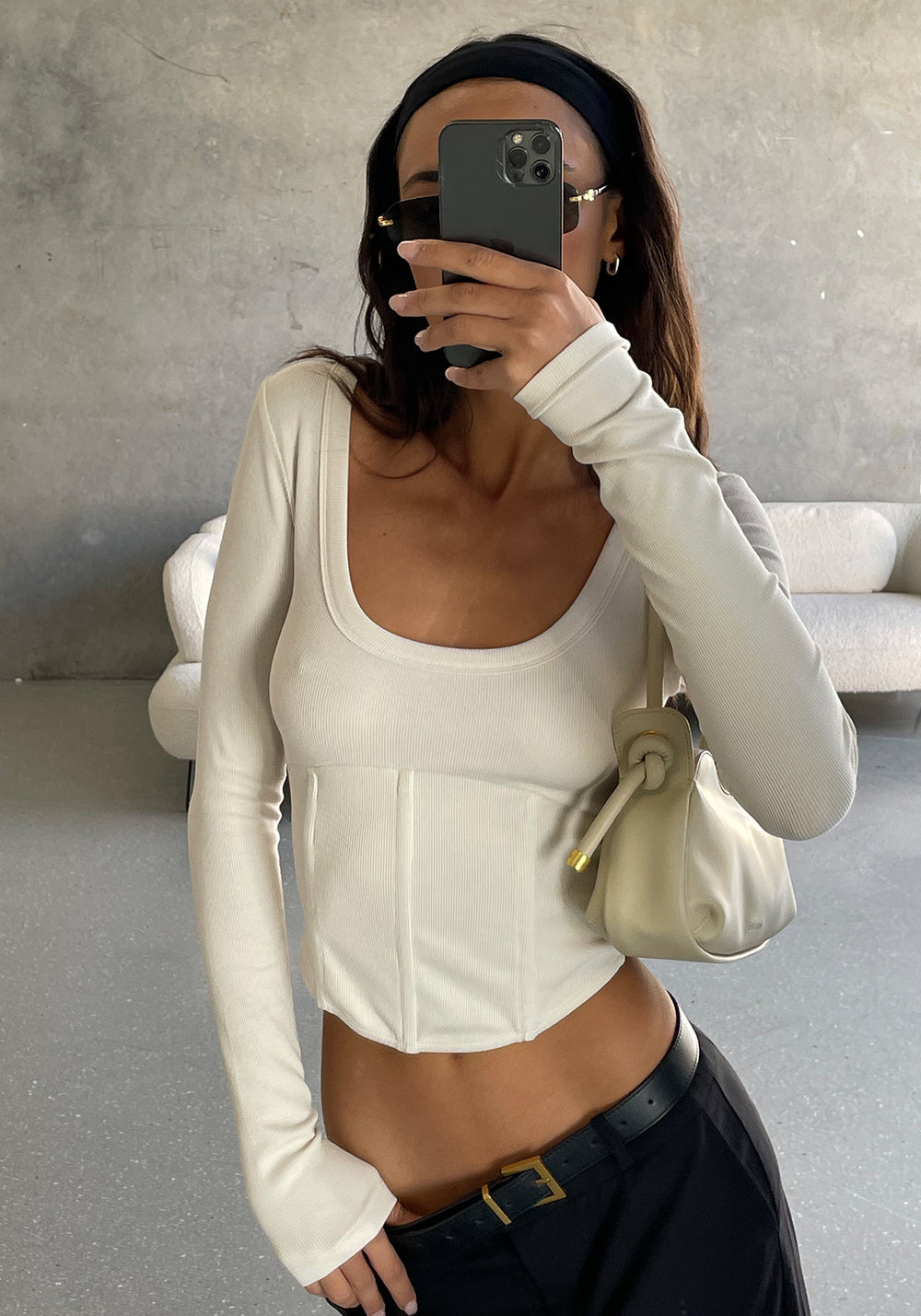 LONG SLEEVE CORSET TOP IVORY Chosen By Tuchuzy Tuchuzy