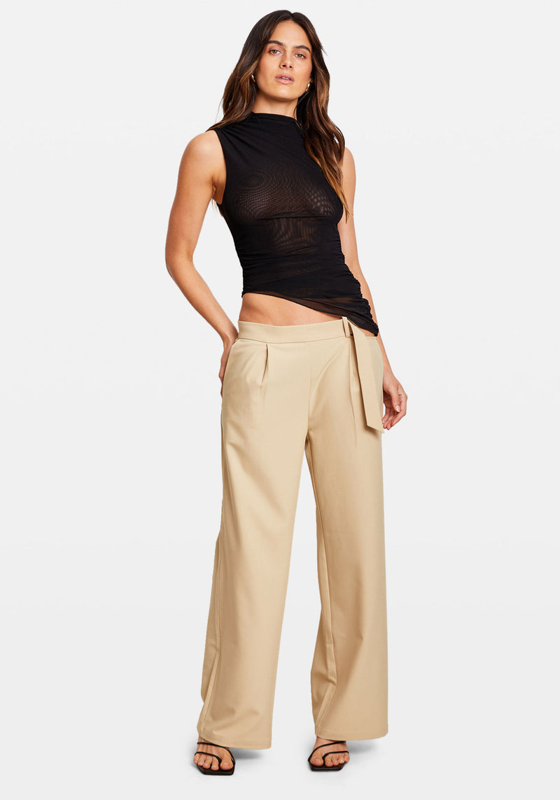 DECONSTRUCTED BELT LOW RISE PANT DESERT