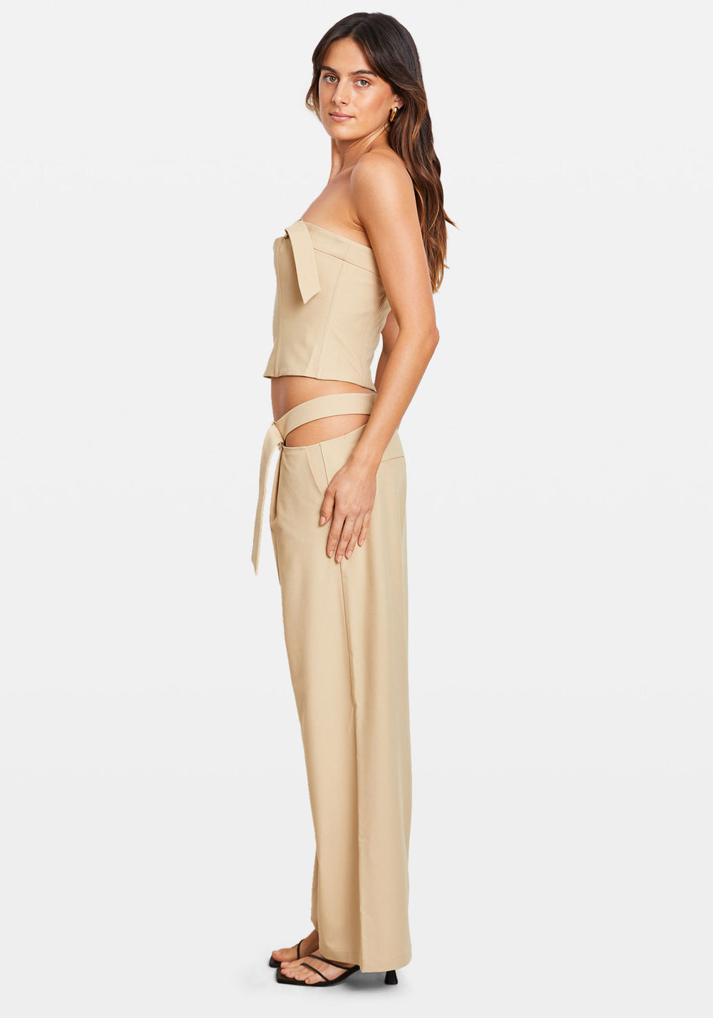 DECONSTRUCTED BELT LOW RISE PANT DESERT