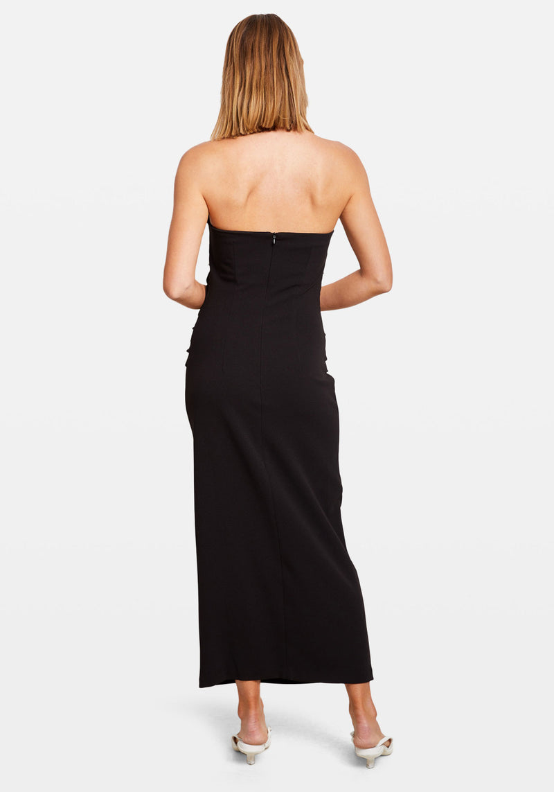 GATHERED TWO TONE HALTER LONG DRESS