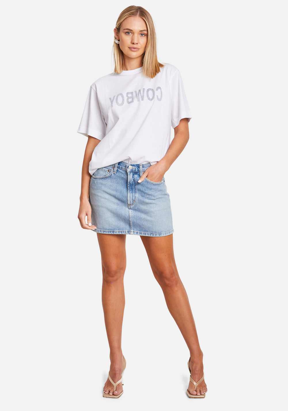 LOGO COWBOY TEE TECH WHITE