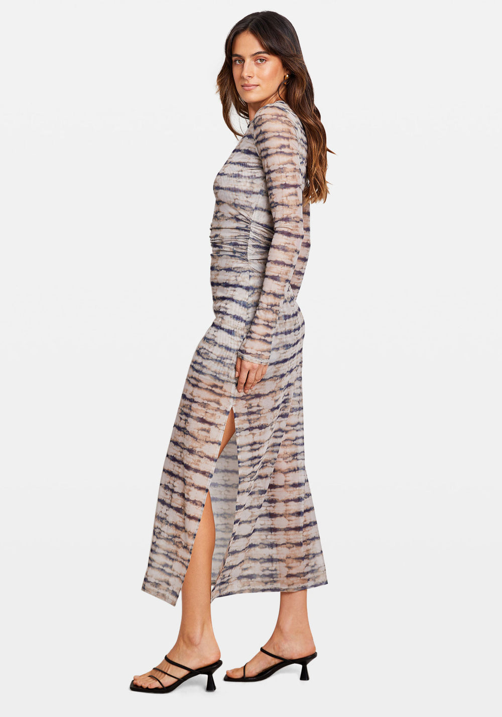 MESH LS MIDI DRESS SHIBORI