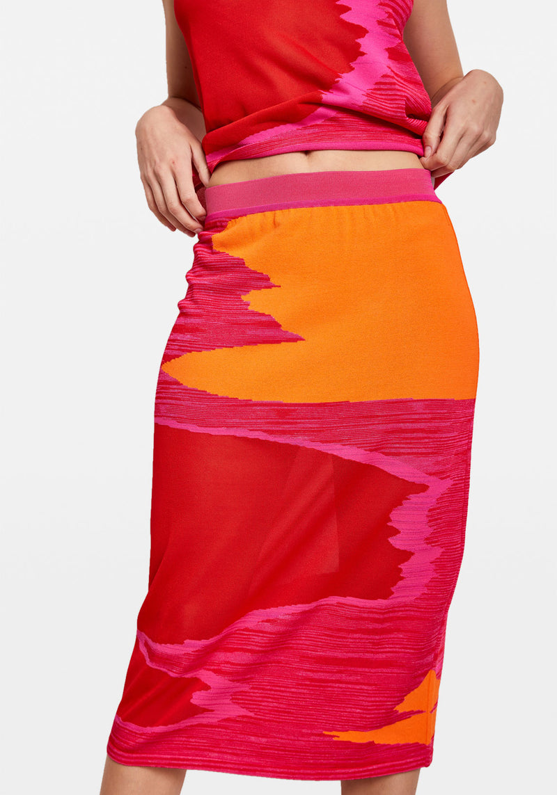 DS23SH21 SKIRT PINK RED SPACE DYE
