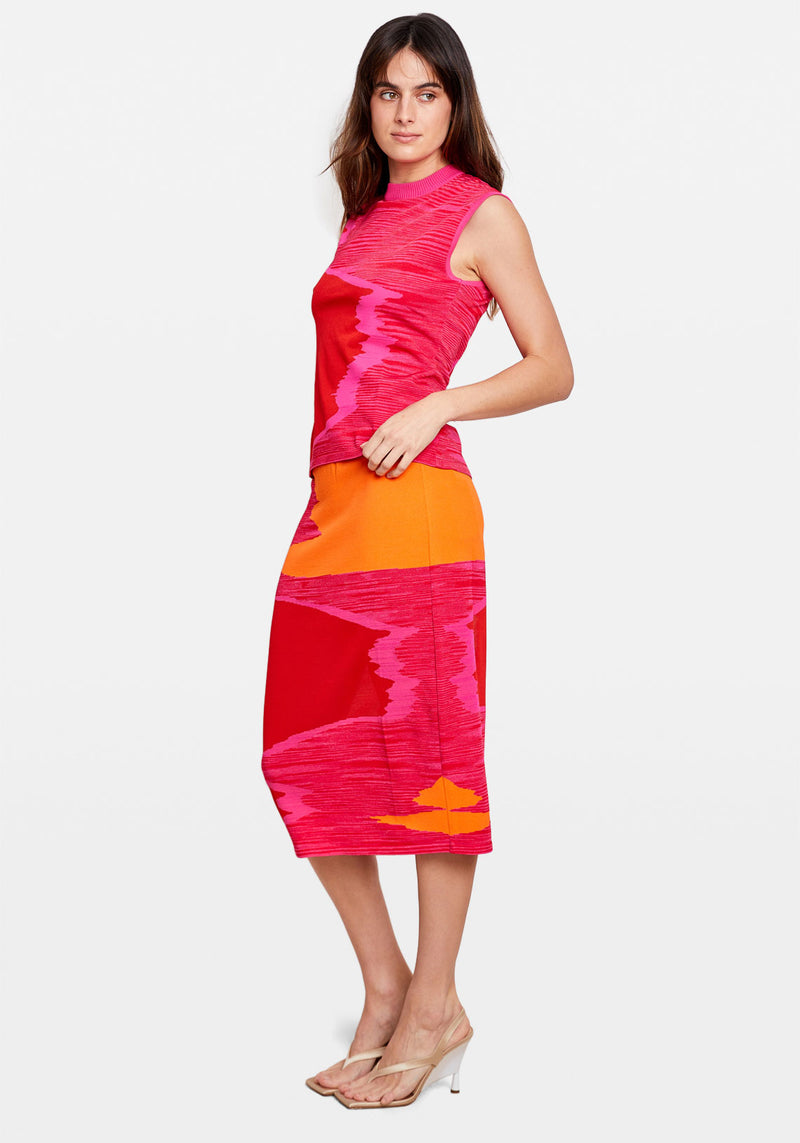 DS23SH21 SKIRT PINK RED SPACE DYE