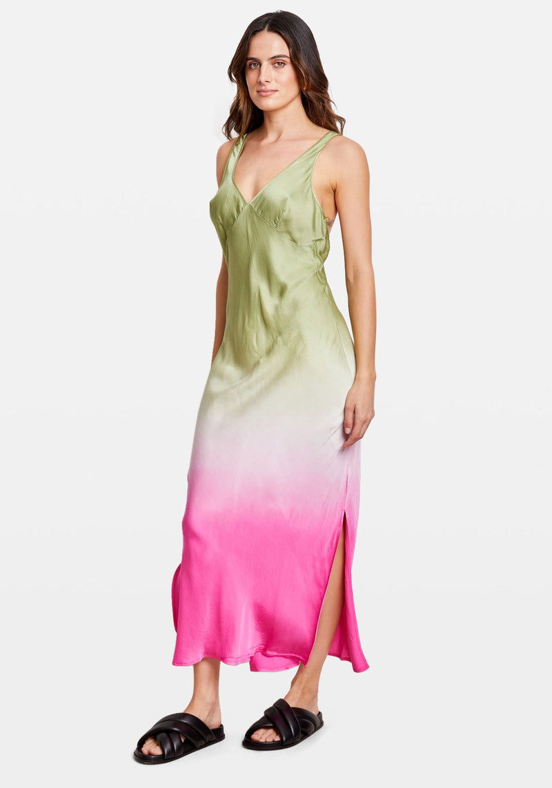 ALESSI DRESS OLIVE/HOT PINK OMBRE