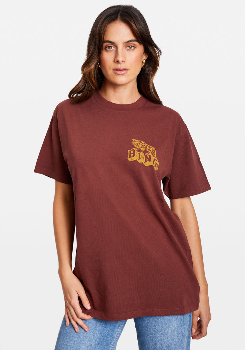 WALKER TEE RETRO TIGER WASHED FADED CHERRY