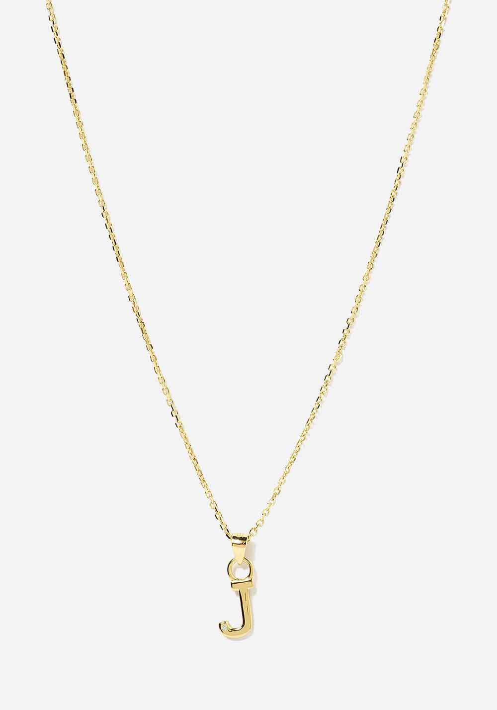 Initial Gold Charm Necklace J