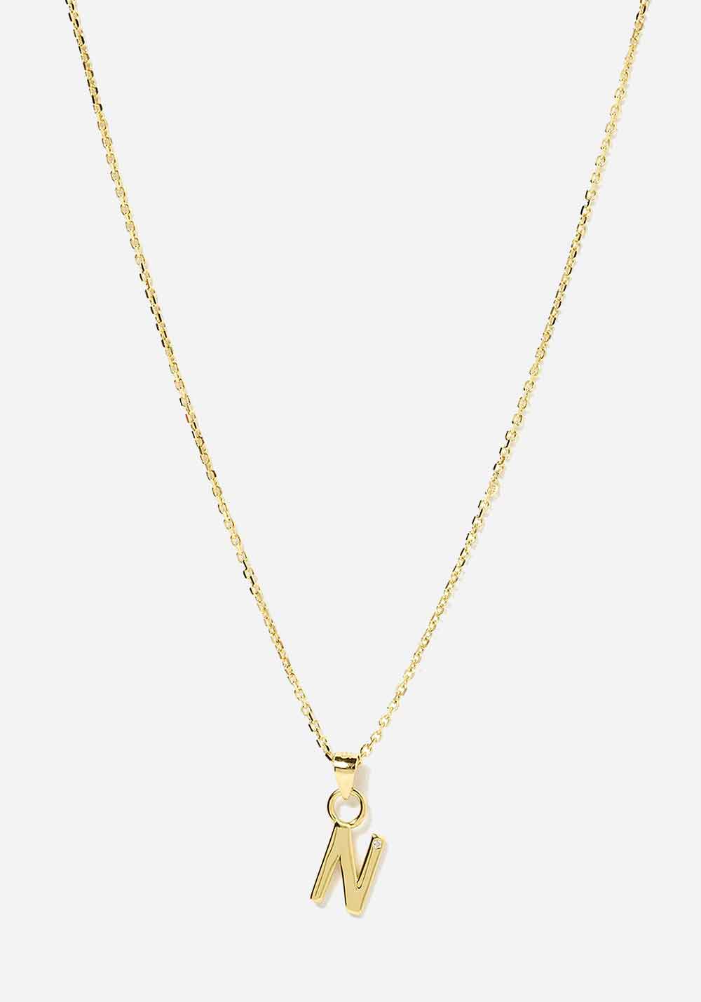 Initial Gold Charm Necklace N