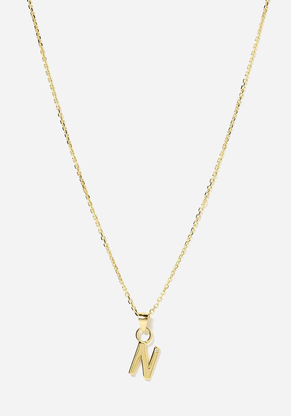 Initial Gold Charm Necklace N