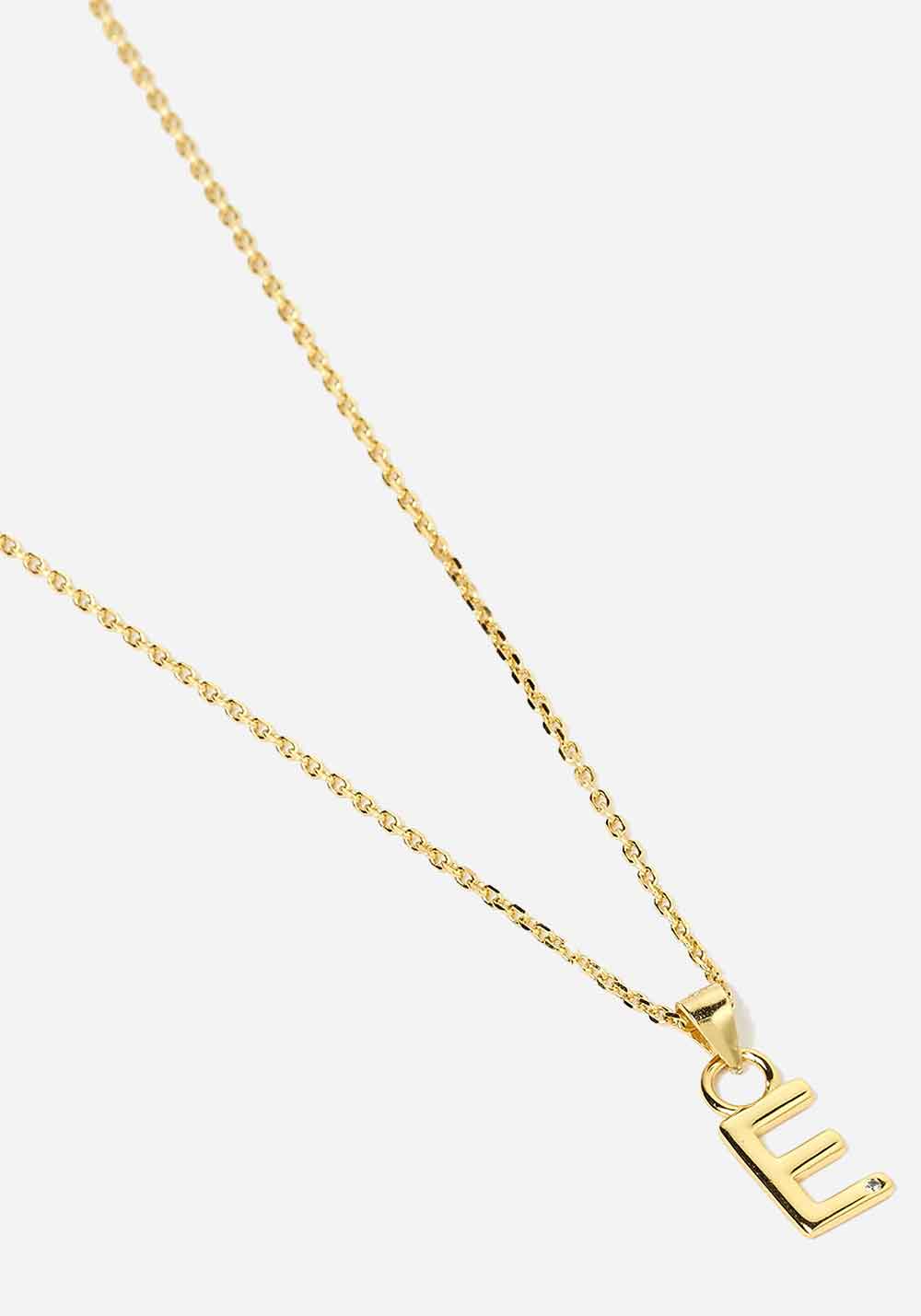 Initial Gold Charm Necklace F
