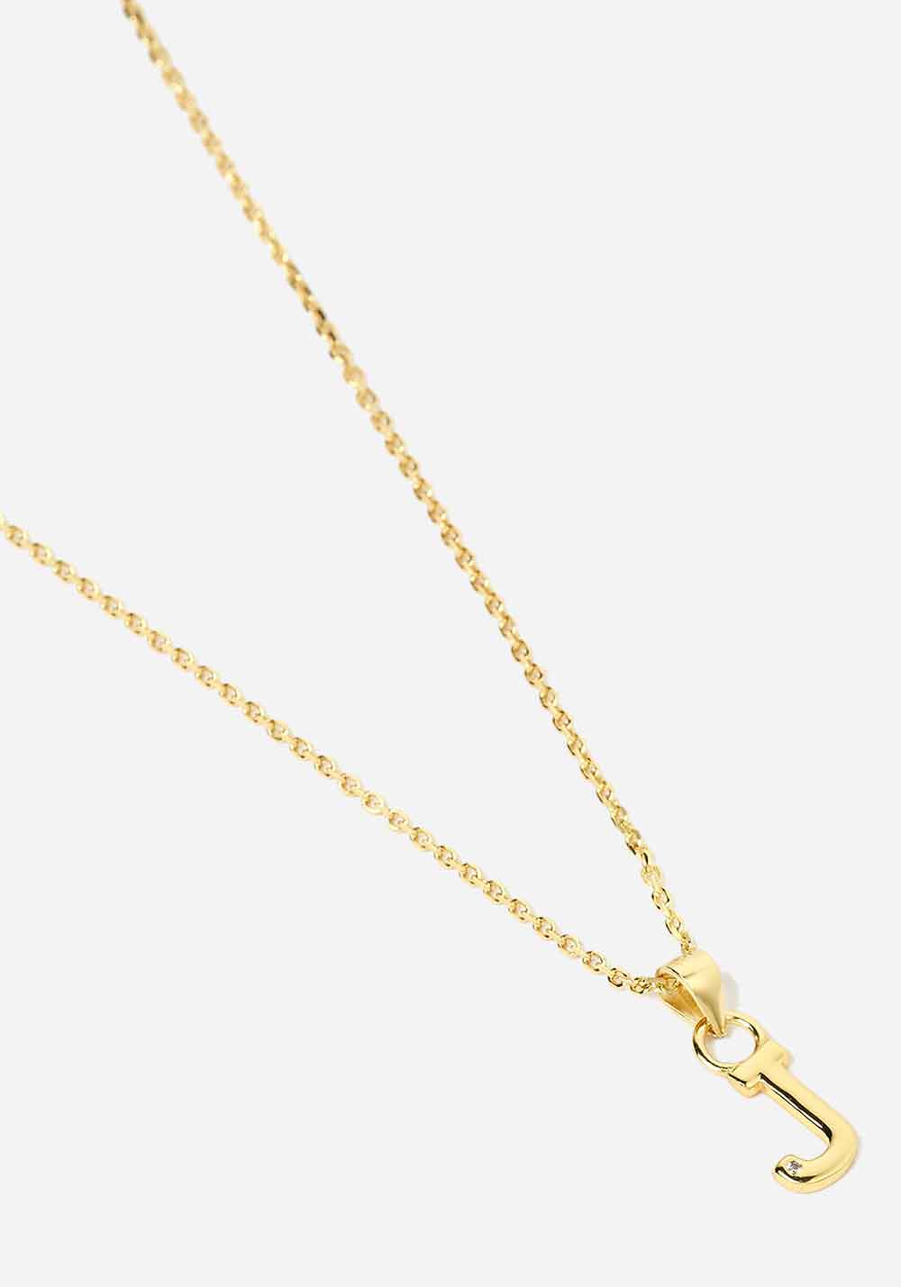 Initial Gold Charm Necklace J