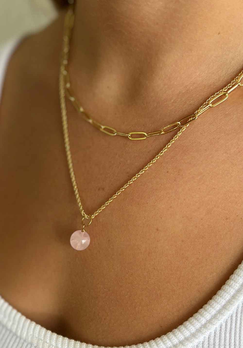 KIKI NECKLACE ROSE QUARTZ