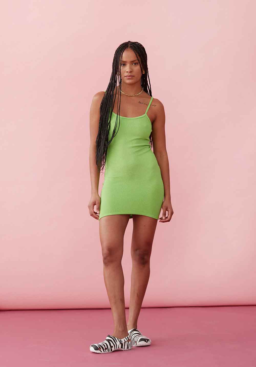 JEN TERRY TOWELLING SINGLET DRESS GREEN