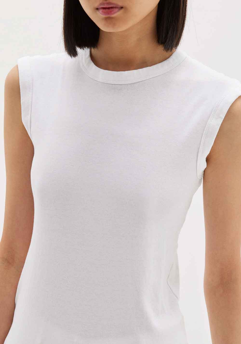 SLIM SUPERFINE RIB MUSCLE TANK WHITE