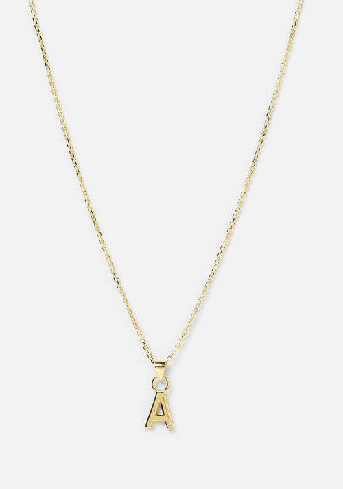 Initial Gold Charm Necklace A
